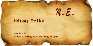 Mátay Erika névjegykártya